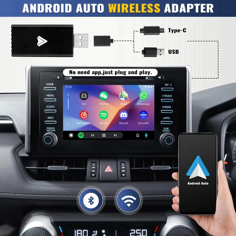 Android Auto Wireless Adapter, Android Auto Dongle, Android Phones Converts Wired Android Auto To Wireless AI Box