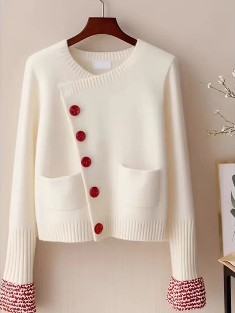 Simple Loose All-match Jumper 2025 New Early Spring Elegant Advanced Literary Sweaters Knit Korea Chic Cardigan