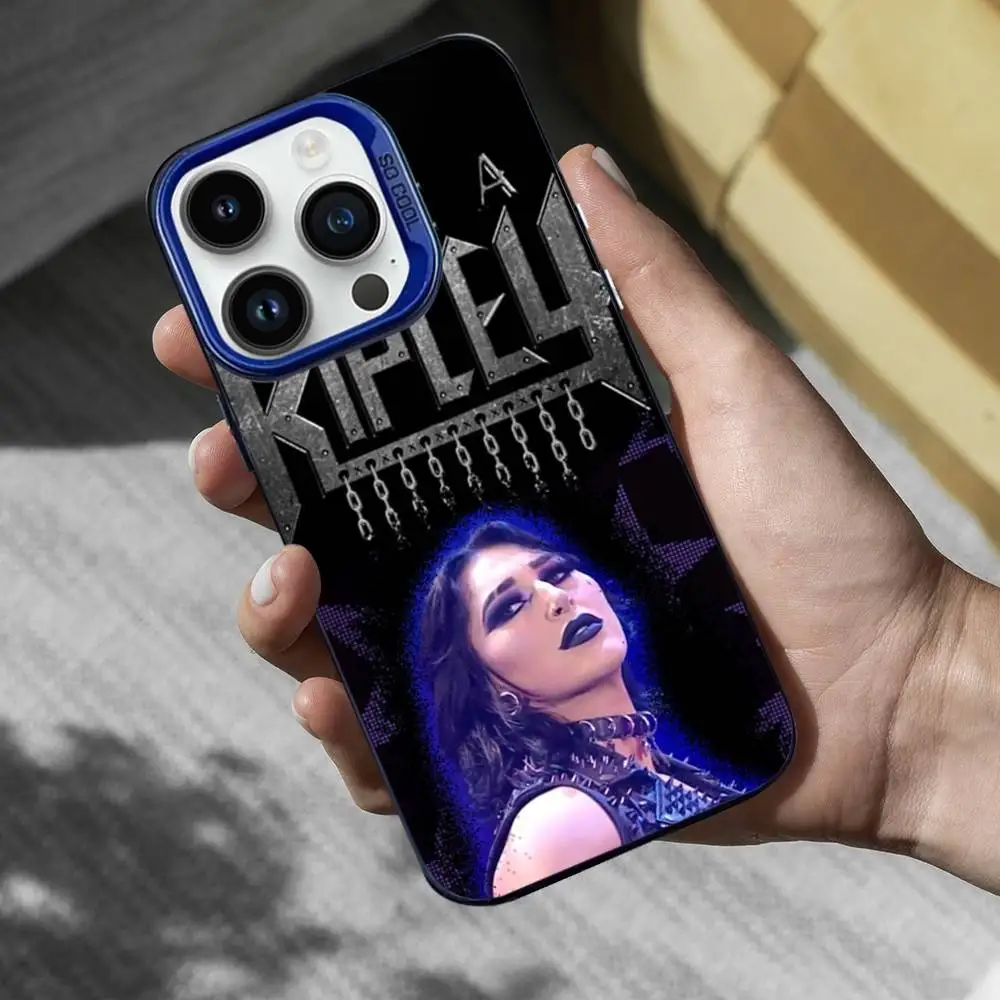 Funda de teléfono R-Rhea R-Ripley Wrestler para iPhone 16,15,14,13,12,11, Mini,Pro,SE,MAX, funda de silicona mate azul