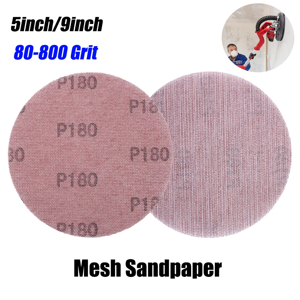 5 قطعة 5/9 بوصة شبكة الرملي أقراص 125/225 مللي متر هوك حلقة جلخ الغبار الحرة مكافحة حجب حاد الجاف طحن الصنفرة لخشب السيارة