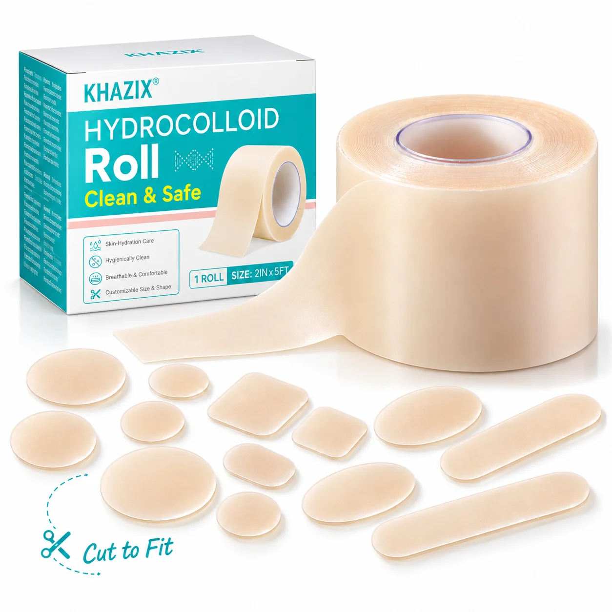 1 Roll 2IN x 5FT Hydrocolloid Pimple Patch Roll, Extra Large Cuttable Pimple Patches for DIY Spot Covers on Face & Body