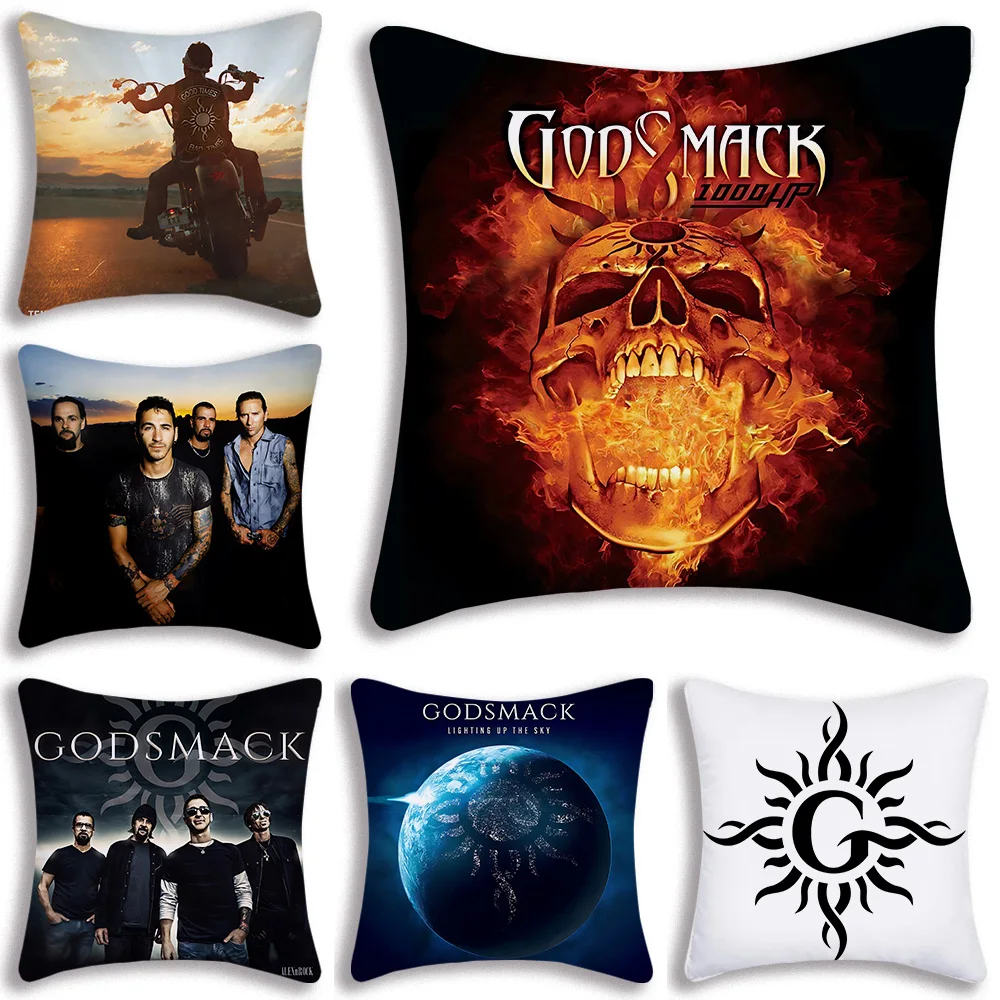 G-Godsmack Music Pillow Covers Cartoon Sofa Decorative Home Double-sided Printing Short Plush Cute Cushion Cover