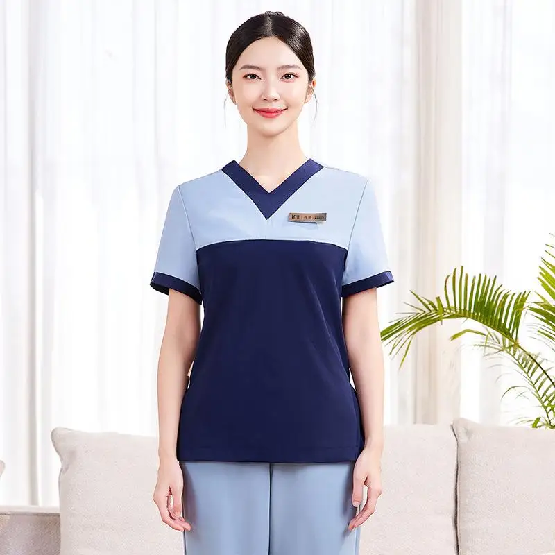 

Цветной костюм с v-образным вырезом и короткими рукавами, комплект из двух предметов, спа, ванна для ног, массаж ног, парикмахерский рабочий костюм