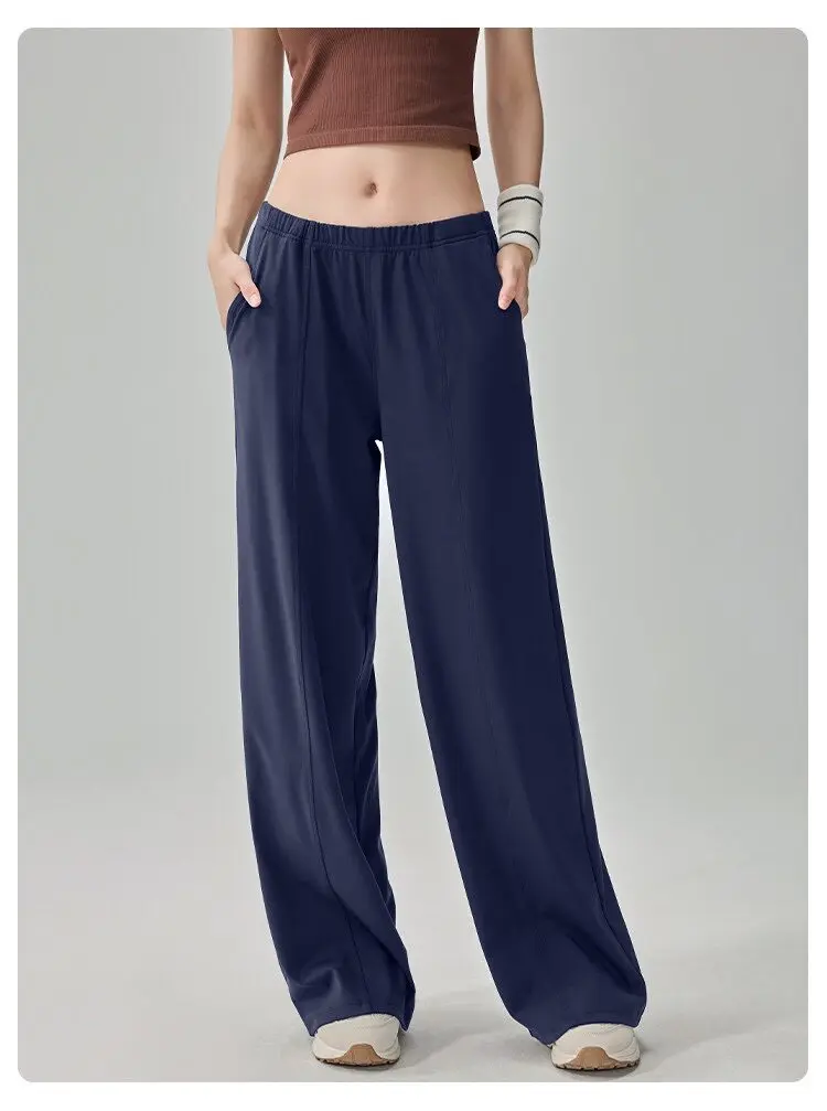 Lässige Yoga-Hosen für Damen, schnelltrocknende, weit geschnittene Hosen, ideal zum Laufen, für Pilates, Fitness, gerade geschnitten, locker sitzende Sport- und Fitnesshosen, Leggings. – Detail 4