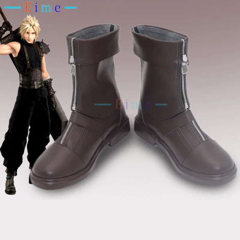 FF7 Cloud Strife Cosplay Shoes Game Cosplay PU Leather Shoes Big Size Custom Made Halloween Carnival Boots