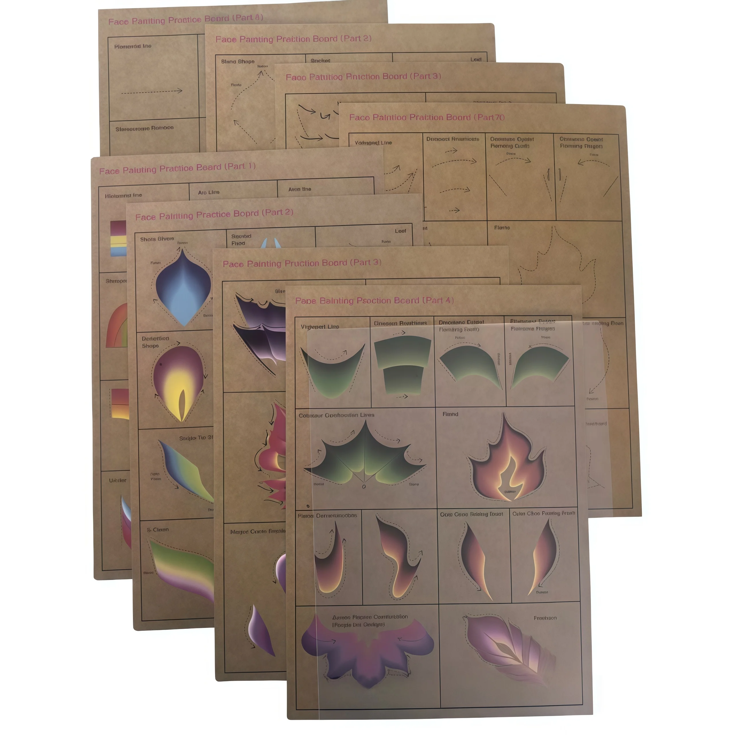 Face Painting Practice Board Copy Practice Suitable For Newcomers To Learn Washable and Reusable Body Painting Practice Template