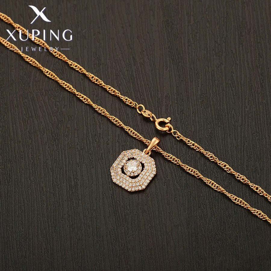 Xuping Schmuck Bestseller Trendiges Modisches Quadratisches Anhänger-Halsketten-Ohrringe-Set für Damen Exquisites Party-Geschenk X001060269 – Detail 15