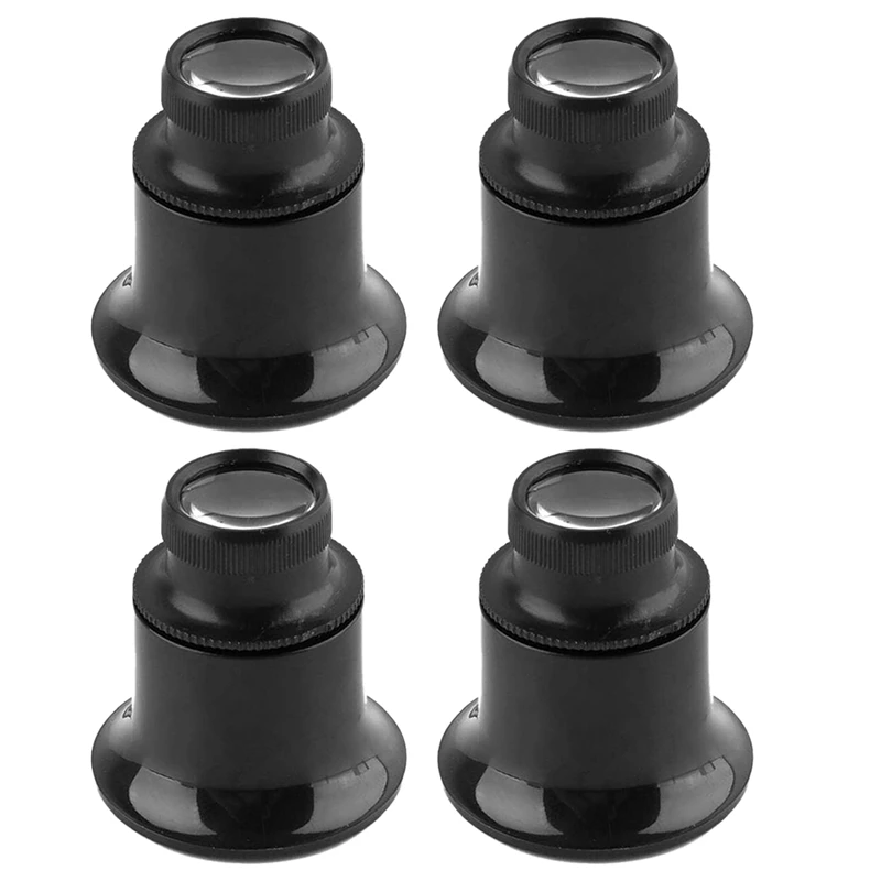 

4PCS Black Plastic Magnifier Watch And Jewelry Repair Magnifying Glass Eye Clip Magnifying Glass