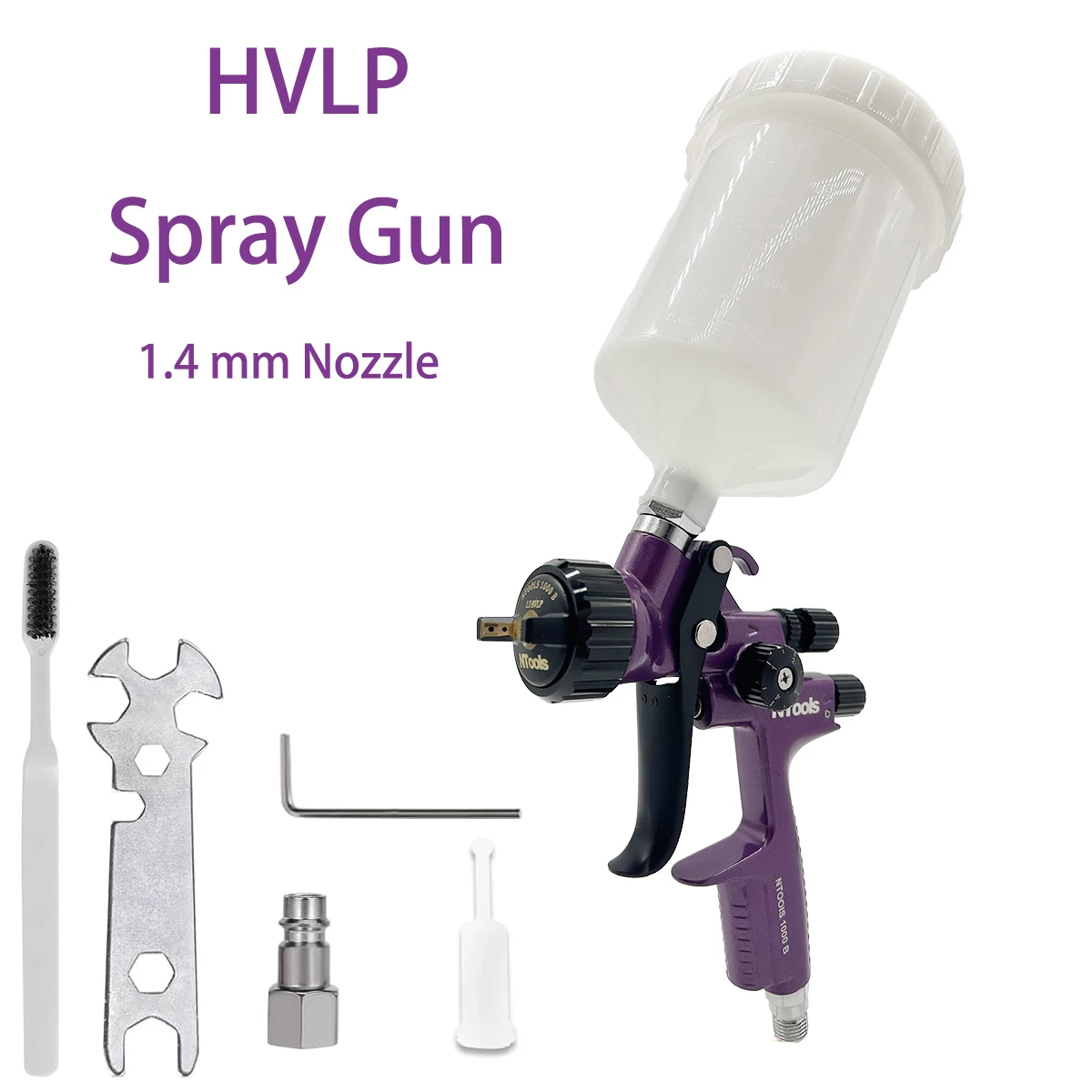 Professional 600cc Plastic Cup Paint Spray Gun with 1.3 1.4mm Nozzle Gravity Feed for Car Body Repair and Spray Painting