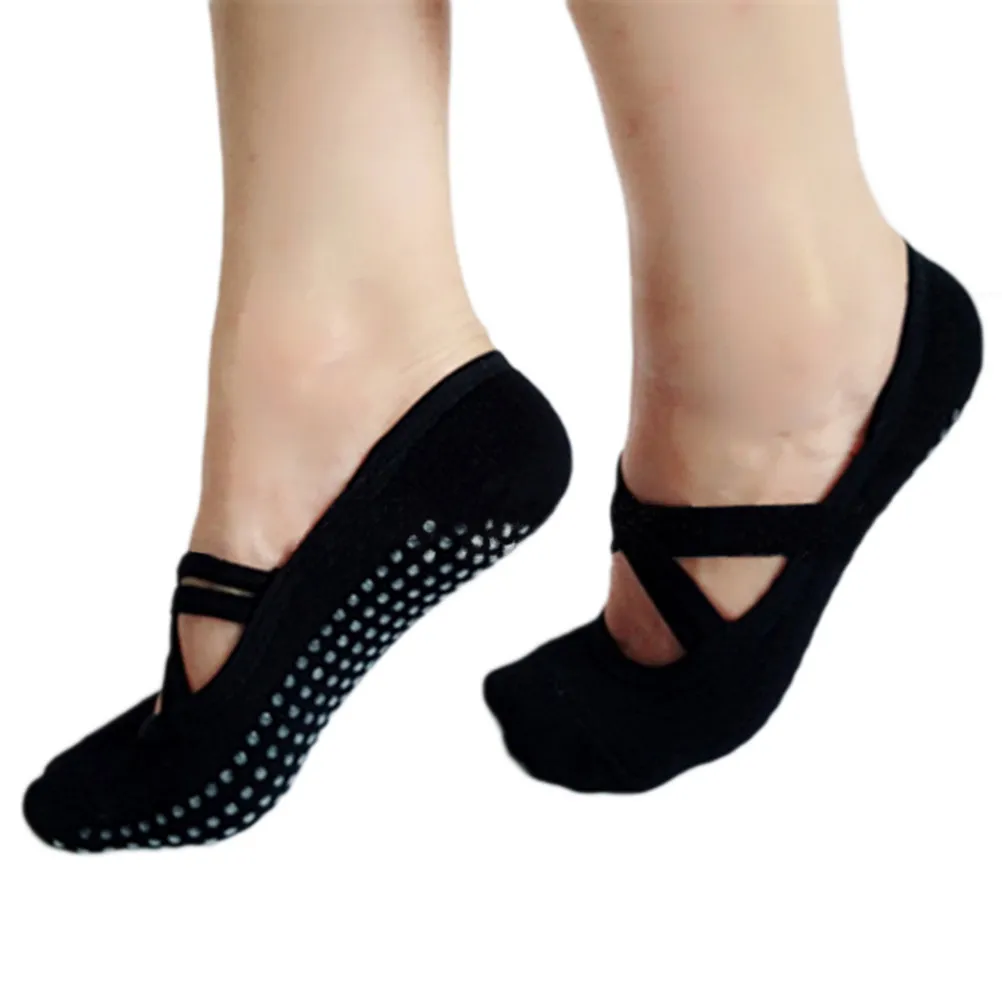 2 pares de calcetines de yoga para mujer, de algodón, antideslizantes, para pilates, ballet, Halloween, Navidad, calcetines negros con agarre, calcetines de yoga antideslizantes.