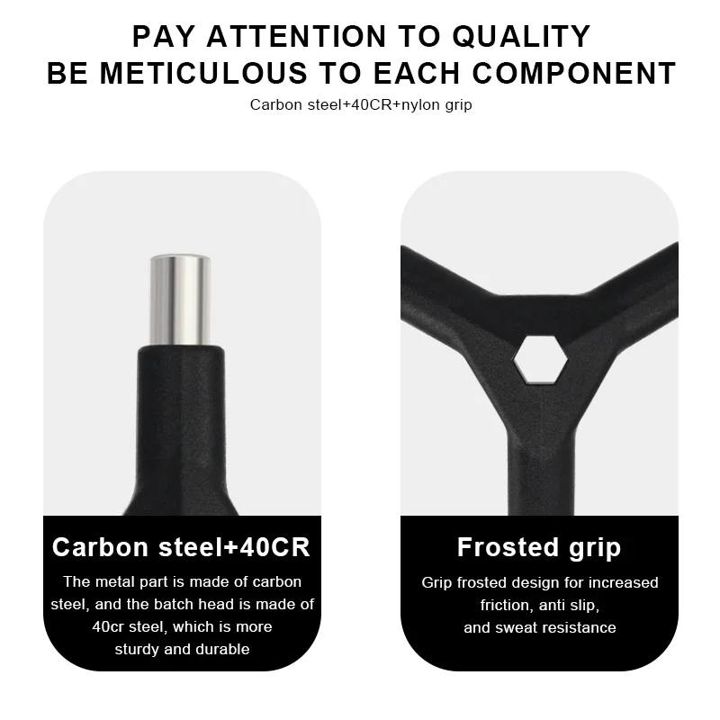 6 In 1 Bike Hex Allen Wrench Y Shape 3 Way Interchangeable Bits Carbon Steel Bicycle Hand Repair Tool Kit T25 PH2 Screwdriver