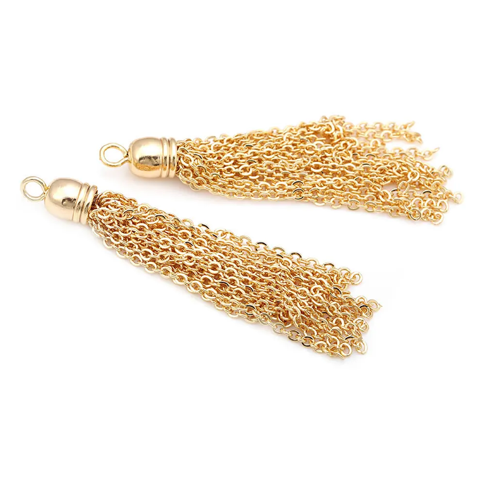 Full Length 45MM 58MM 63MM 24K Gold Color Brass Tassel Charms Pendants Jewelry Earrings Making Supplies Diy Findings Accessories