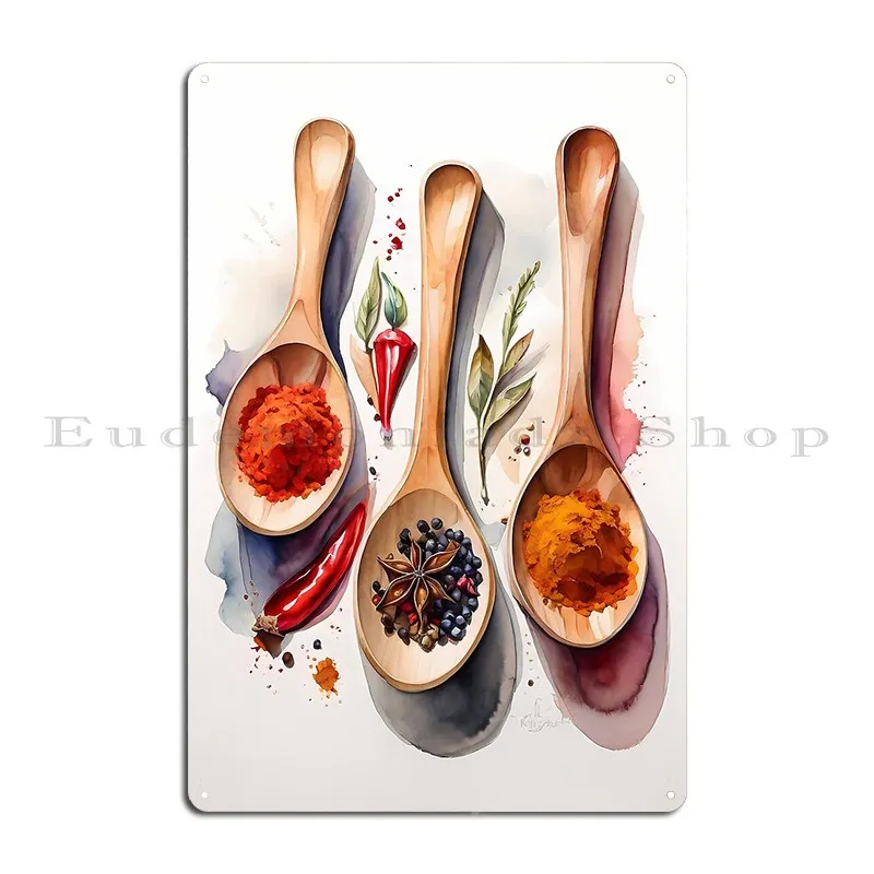 Elegant Kitchen Spoons And Spices Metal Sign Cinema Cinema Character Bar Party Club Tin Sign Poster