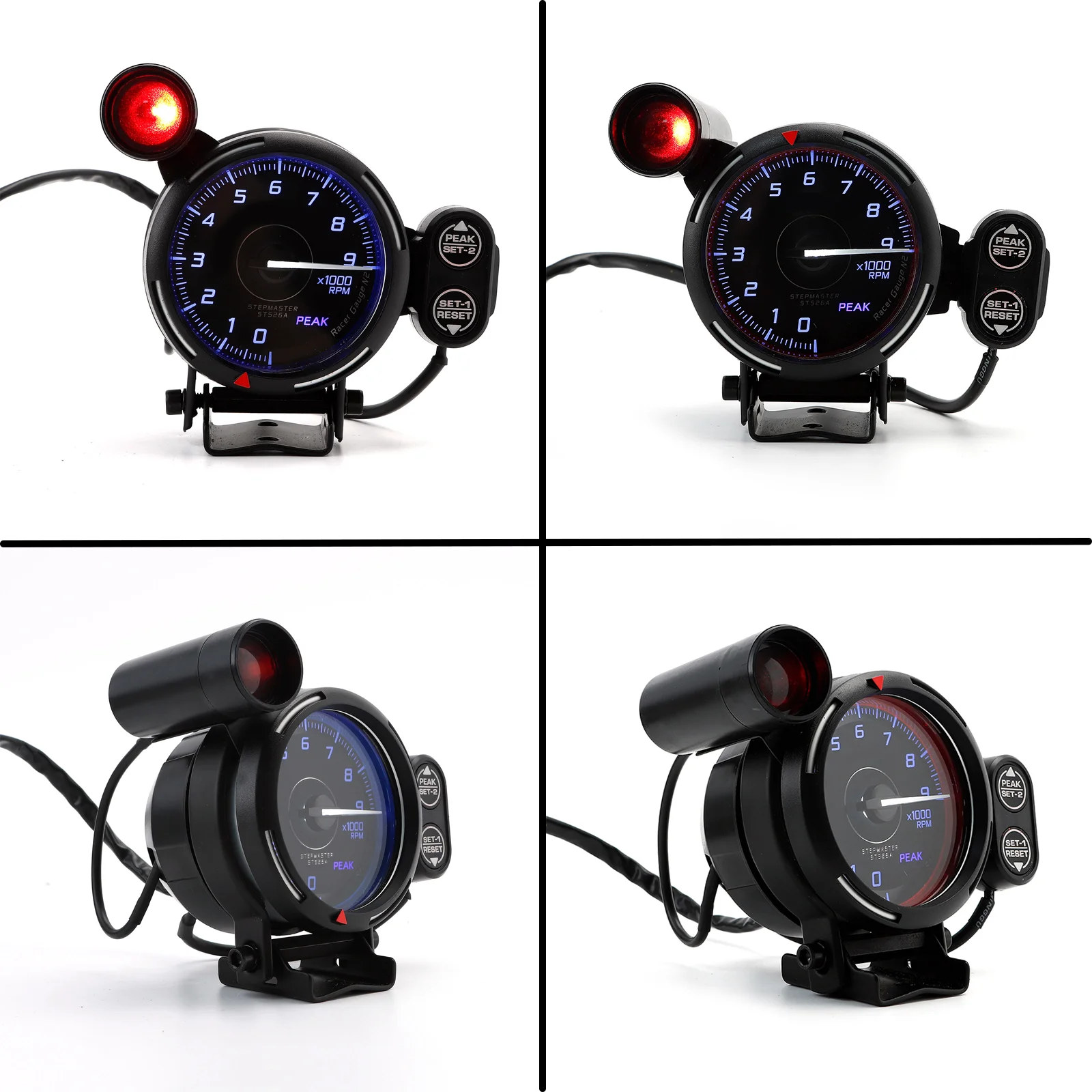 80MM Tachometer RPM Gauge N2 Series High Speed Stepper Motor 7 Colors 11000 RPM 9000rpm Meter with Shift Light and Peak Warning