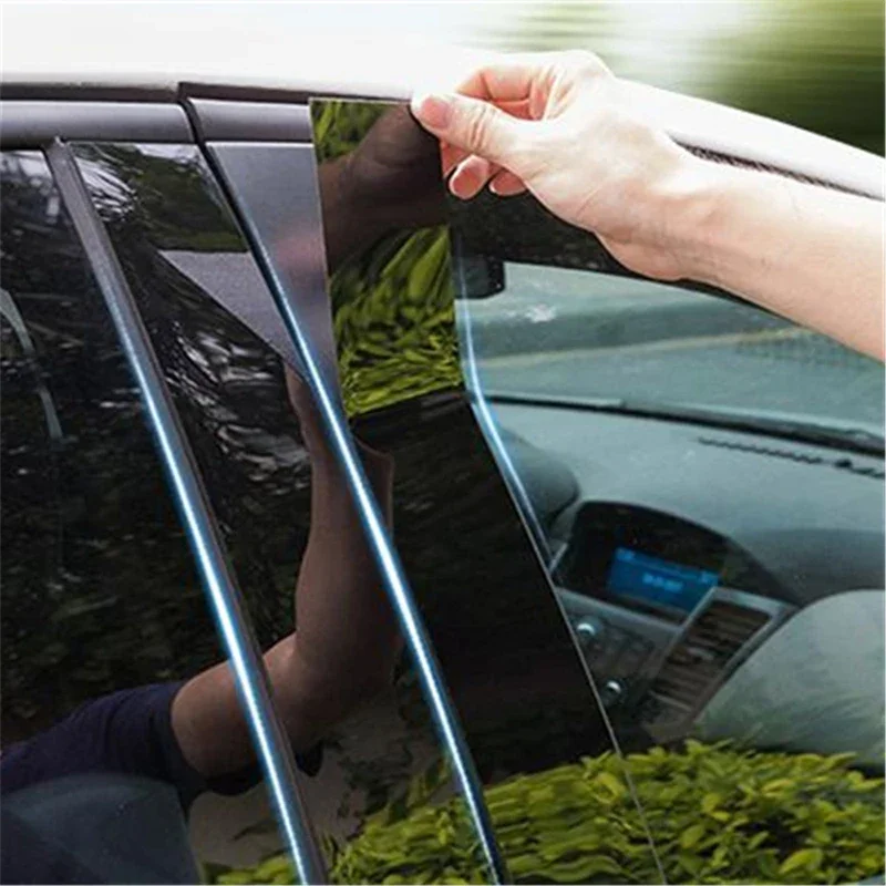 6Pcs Car Door Window Pillar Posts Trim Cover Sticker Glossy Black aksesuarları for VW Mk5 Jetta Sedan 2006 2007 2008 2009 2010