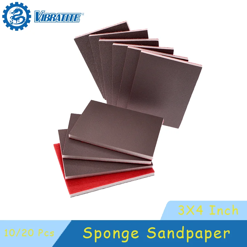 

75X100mm Sponge Sandpaper 10/20 Pcs 3 x 4 Inch Assorted 120-3000 Grits Hook and Loop for Polishing Model Drywall Metal Wood