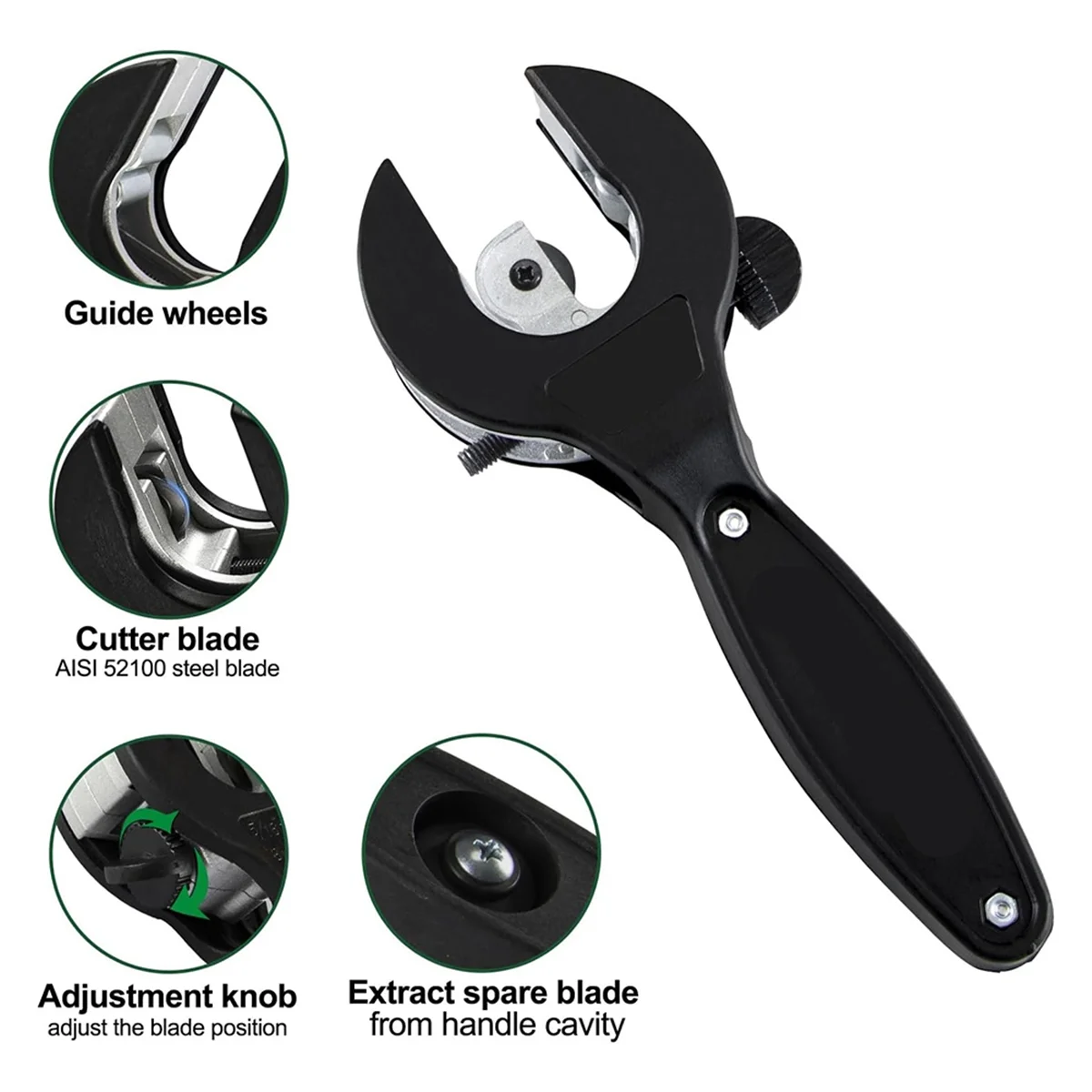 

ABNJ Ratchet Tube Cutter One-Handed Operation in Tight Spaces Adjustable 5/16in to 1-1/8in Cuts Copper/Aluminum/Brass Tubes