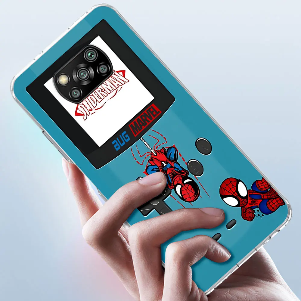 Marvel Super Hero Retro Gaming Console Phone Case for Xiaomi Poco X6 F5 M5s X3 X5 F3 M3 F1 X4 F4 M5 F2 Pro TPU Transparent Cover