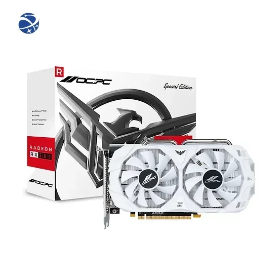 yyhc Hot Selling New Radeon RX 580 8GB Graphics Card Elegant White Exterior with 256-Bit GDDR5 6Pin Desktop Gaming Video Card AM