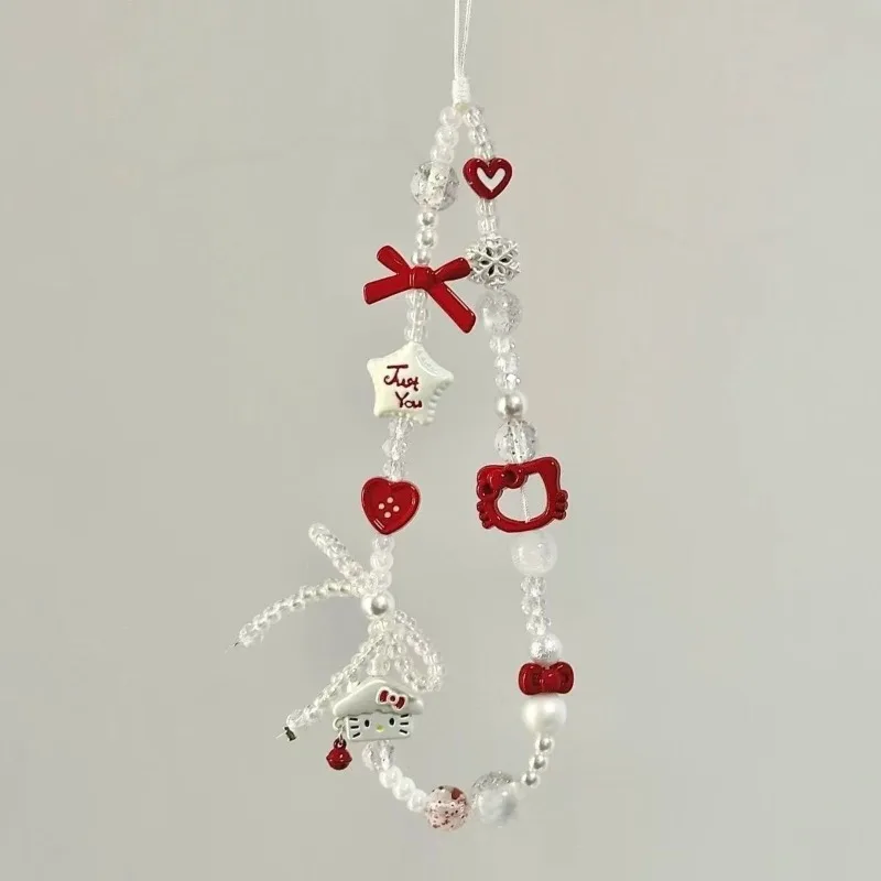 محلية الصنع Ins نمط سبيكة الكرتون فتاة سلسلة الهاتف حبة شنقا حبل الكاميرا الملحقات لطيف الملمس المعصم، الهاتف شنقا حبل