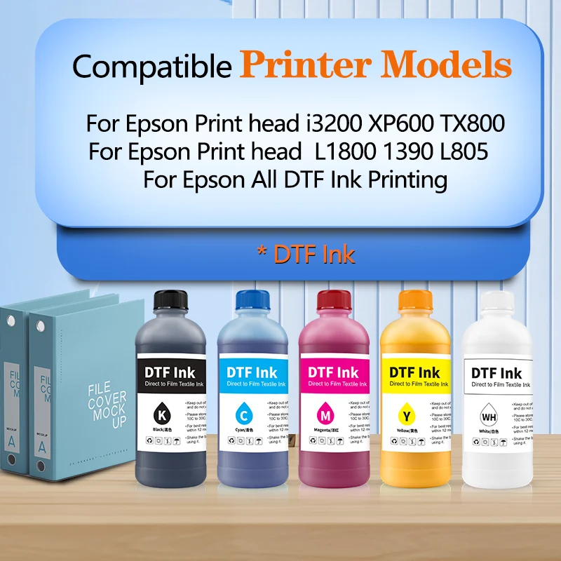 500ML For EP-DTF Ink Direct to Transfer Film Ink For Epson Print head i3200 XP600 TX800 L1800 1390 L805 All DTF Ink Printing