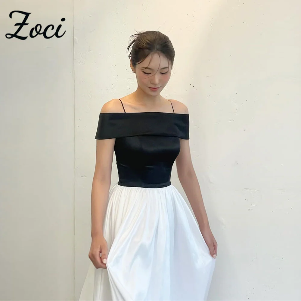 Zoci Contrast Color Korea Evening Dresses Strapless Shoulder Cape Wedding Photos Shoot Dress Customized Draped Bride Party Gowns