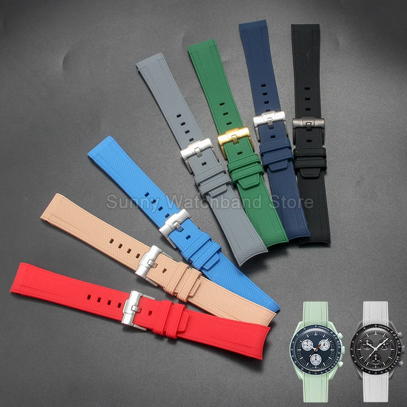 For ​​Rolex Yacht-Master Datejust​​ Soft Waterproof Rubber Watch Strap in Gray Green Pink 20mm Special Interface Needle Buckle