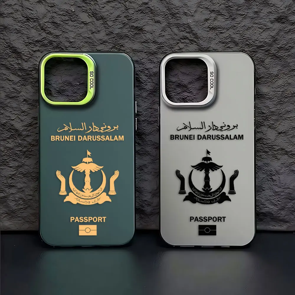 Brunei Passport Phone Case For iPhone 16 15 14 13 12 11 mini Pro Max X XR XSMAX 8 7 Plus Anti Fall Matte Back Cover