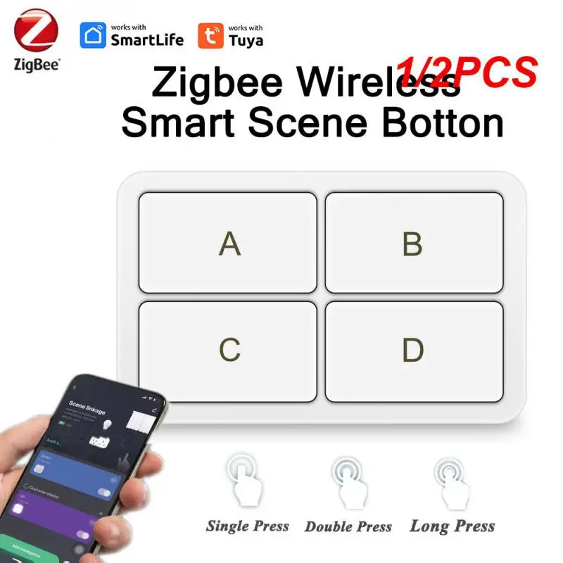 

1/2PCS Smart Button Switch Smart Home Tuya Wireless 4gang New Works With Gateway One Key Light Switches