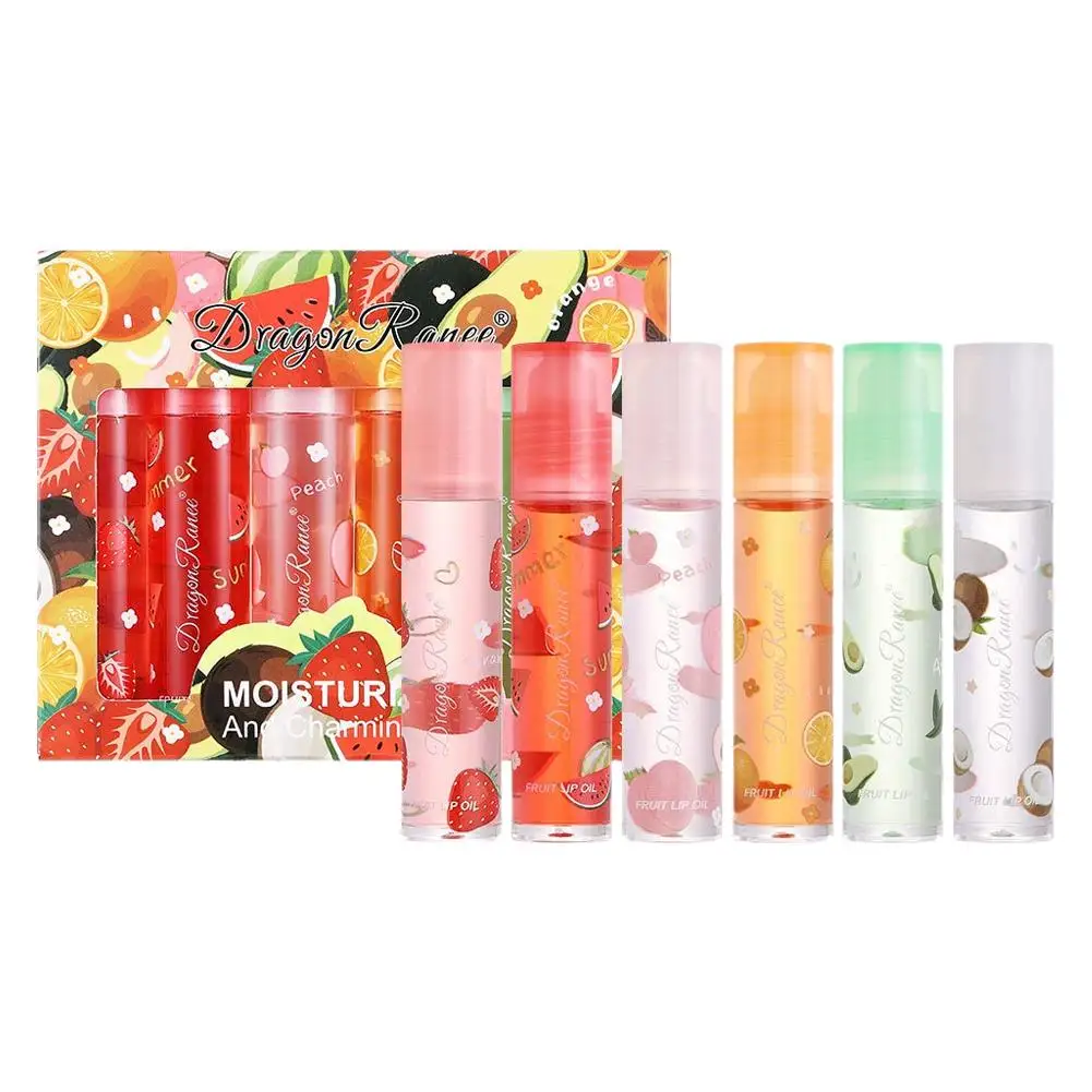 6 قطعة/المجموعة الشفاه النفط الأسطوانة لمعان ترطيب مغذي الشفاه بلسم شفاف عديم اللون الفاكهة الأفوكادو العناية بالشفاه #6
