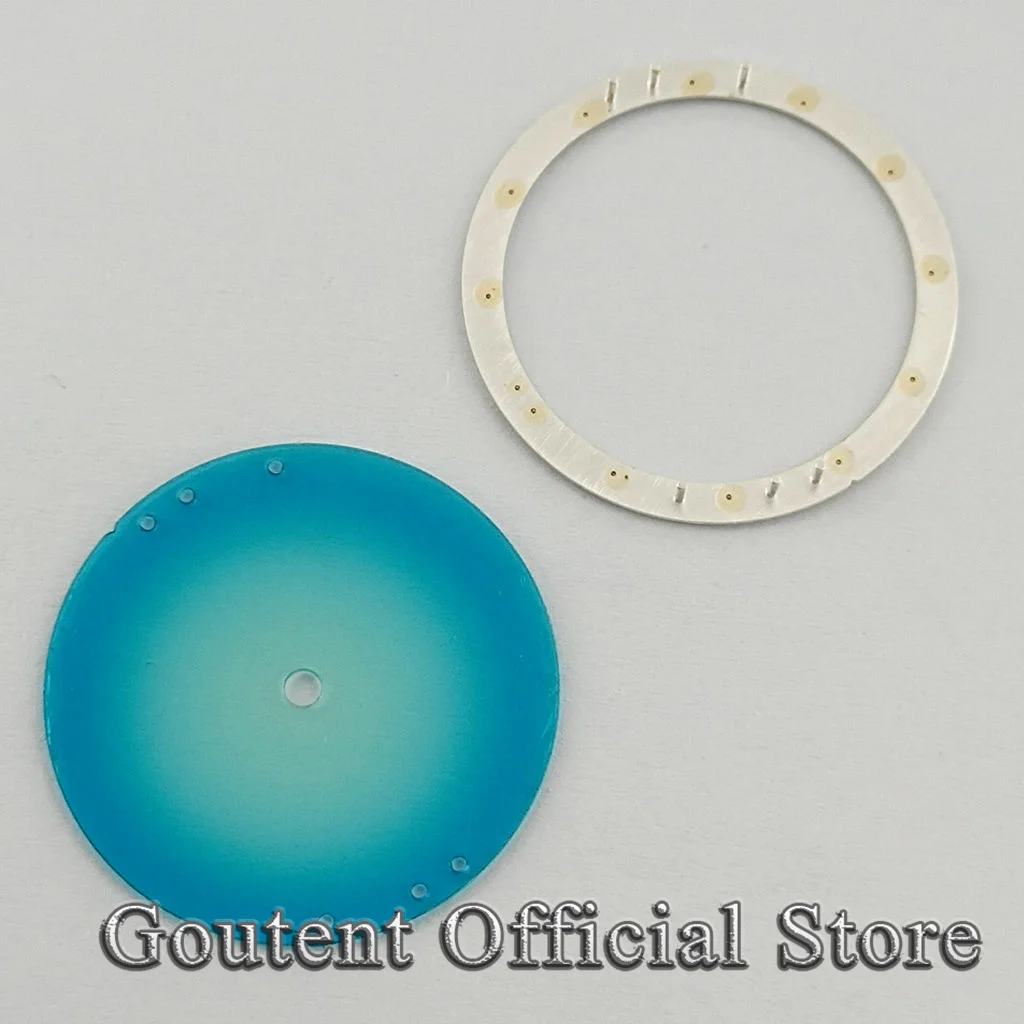 Goutent 28.5mm Black Blue White Perspective Dial See-through Fit NH70 NH72 Automatic Movement Spare Parts Accessories