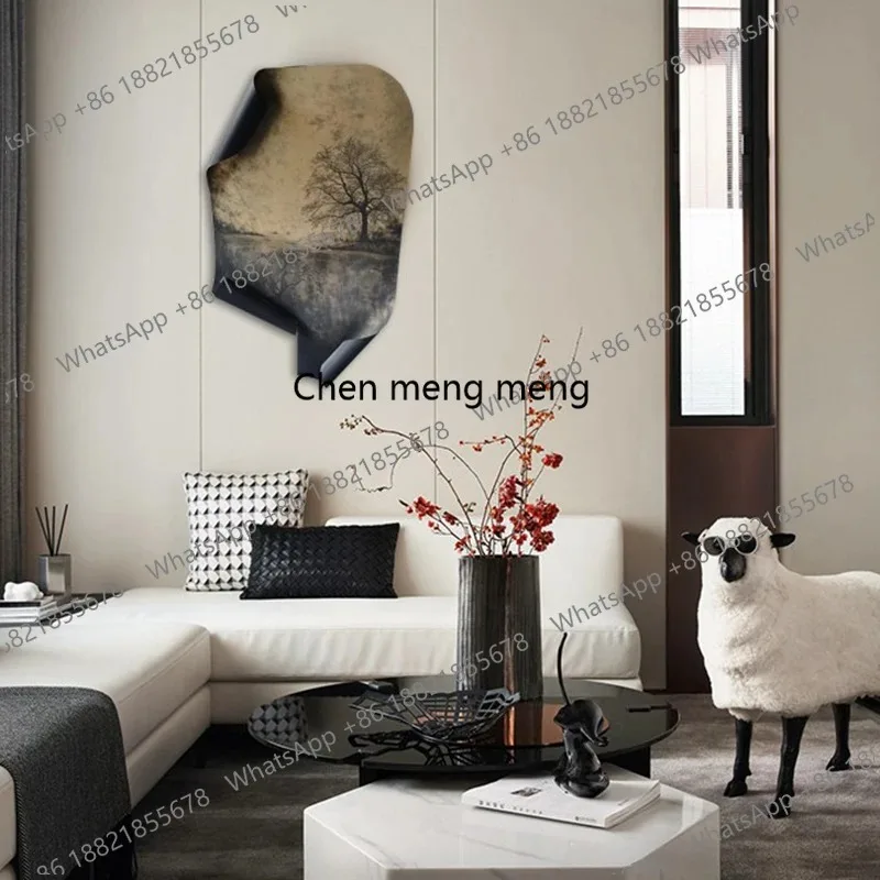 CC182 New Chinese three-dimensional decorative painting background wall soft installation entrance special-shaped high-end lands