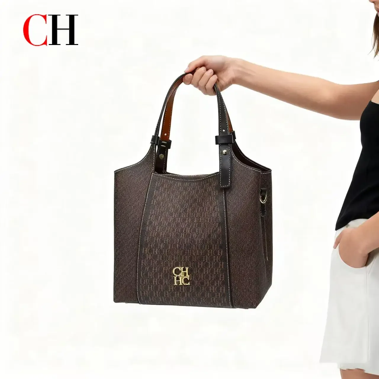 CH Light Luxury Maillard Tone Monogram Print Women's Tote Bag - Large-Capacity Multifunctional Stylish Handbag image 2