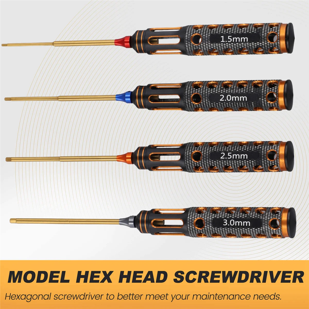 A68T 4pcs/Set Titanium Plating 1.5mm/2mm/2.5mm/3mm Hexagon Screwdriver Screw Driver Tool for Rc Model Car Boat Airplane