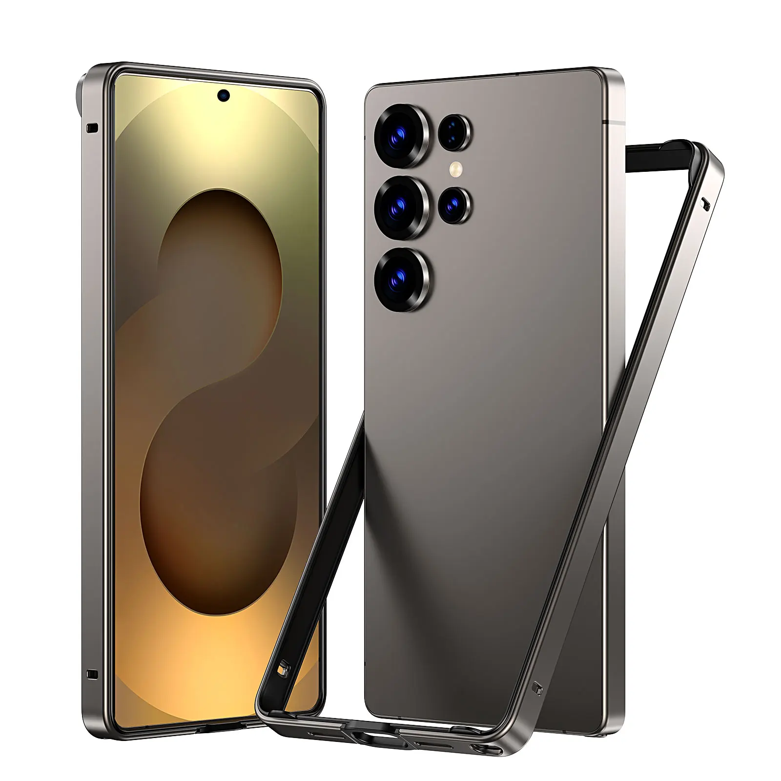 Titan Grau Metall Bumper Fall Für Samsung Galaxy S25 Ultra S24 Plus 5G S25ultra S25 Telefon Rahmen schutz Abdeckung Zubehör