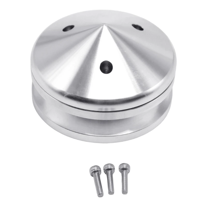 Billet Aluminum Alternator V-Belt Drive Pulley with Silver Tone Tapered Profile H8WE