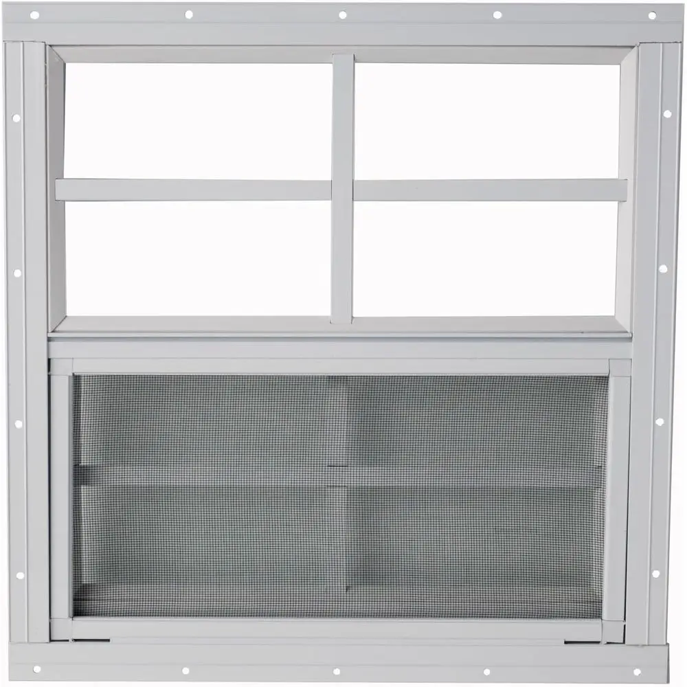 16x16 White Sliding Shed Window with Tempered Glass and Insect Screen