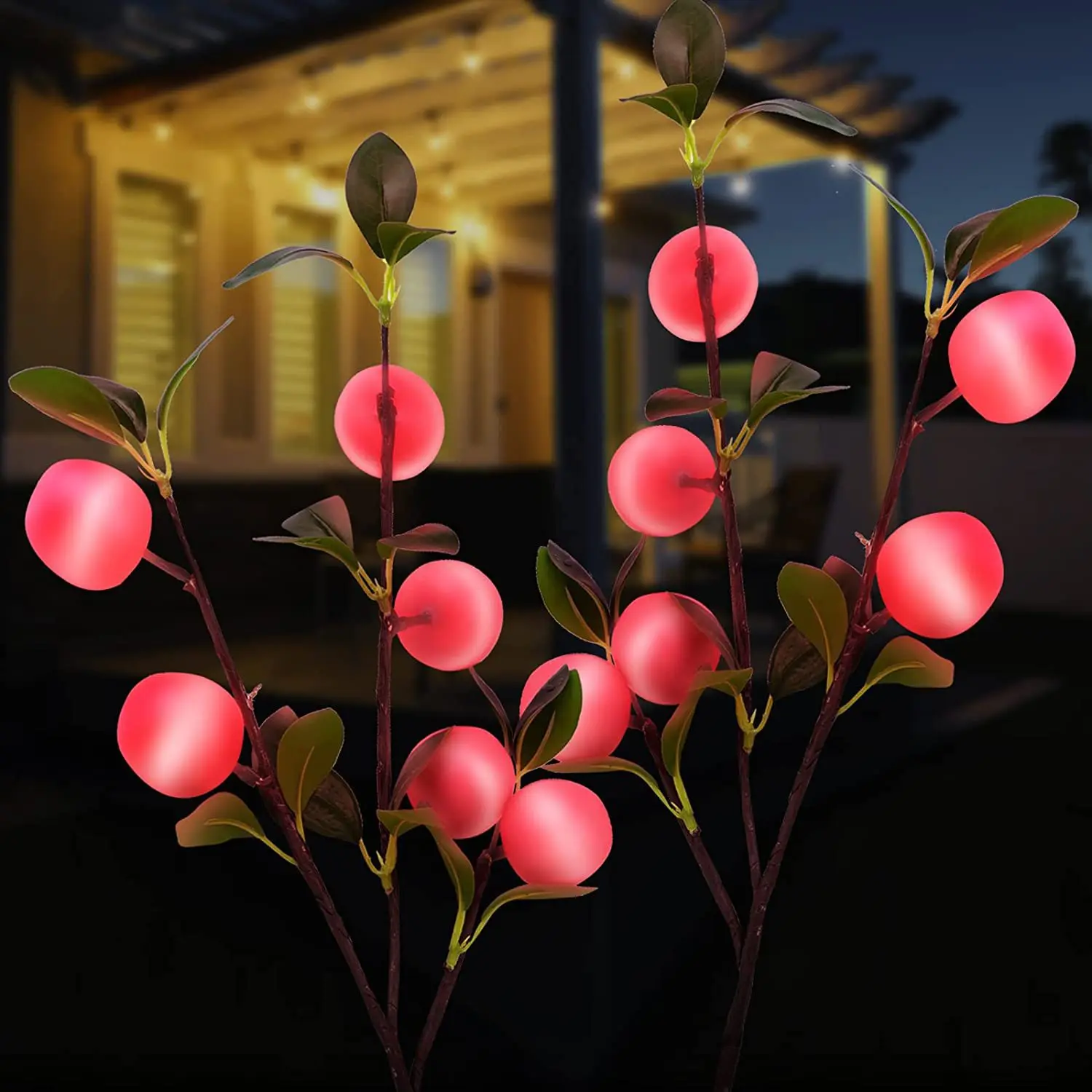 Outdoor solar ground stake artificial apple lemon pear atmosphere decorative lights LED courtyard decorative lights