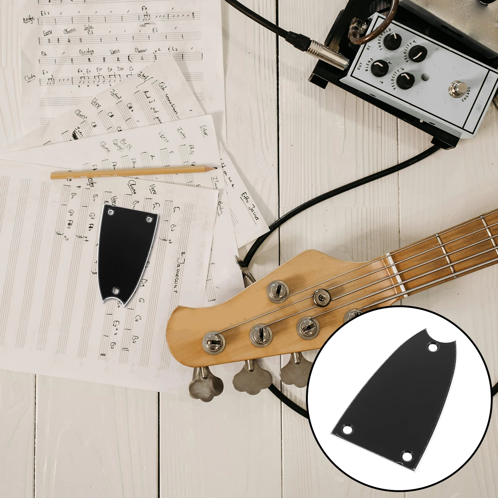 

5pcs Electric Truss Rod Cover Plate Bell Shape Metal Neck Guard 3-Hole Iron Core For Bass Guitar Maintenance - Universal Fit