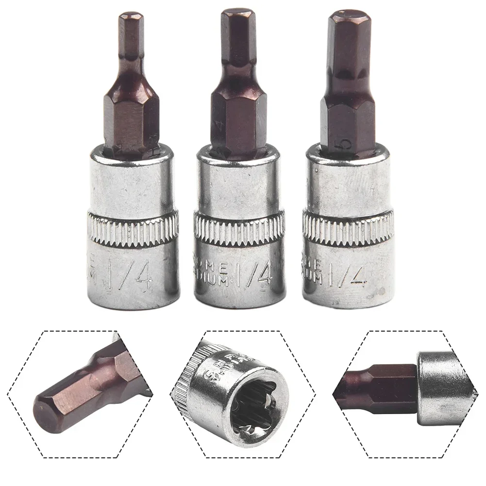 3pcs 1/4 Inch Hex Bit Socket Set Square Socket Wrench Ratchet Socket Adapter Screw Driver Bits Hand Tools H3 H4 H5/H6 H7 H8