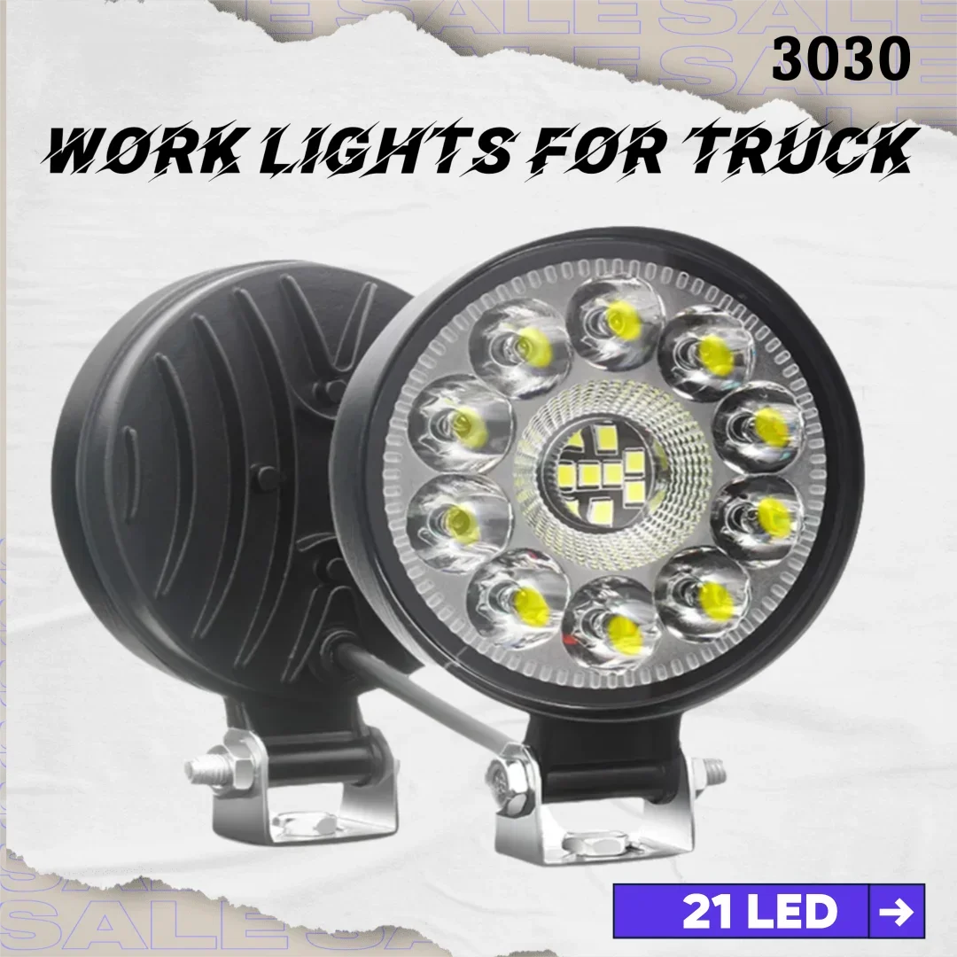 

Car LED Work Light 24v Search Light 3 Inch Round 21LED Auxbeam Floodlight Auxiliary Light Off-road Vehicle Modification Light