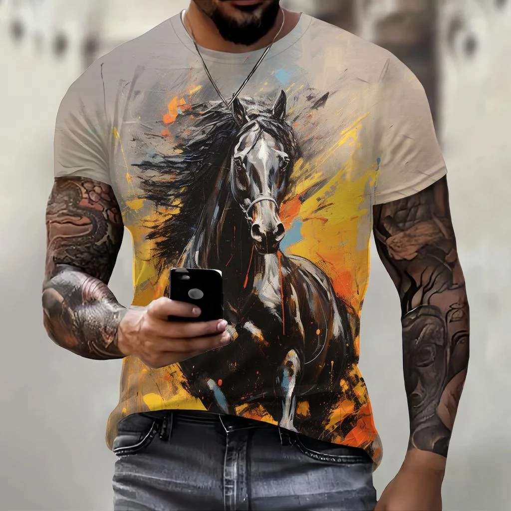 Men's Cartoon Dog 3D Print T-Shirt Cute Squirrel Graphic Crew Neck Short Sleeve Breathable Casual Tops For Summer Daily Outfit