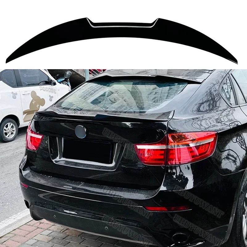 For BMW X6 E71 2008-2014 Blade Style Car Rear Spoiler Splitter Glossy Black Rear Trunk Lip Cap Wing