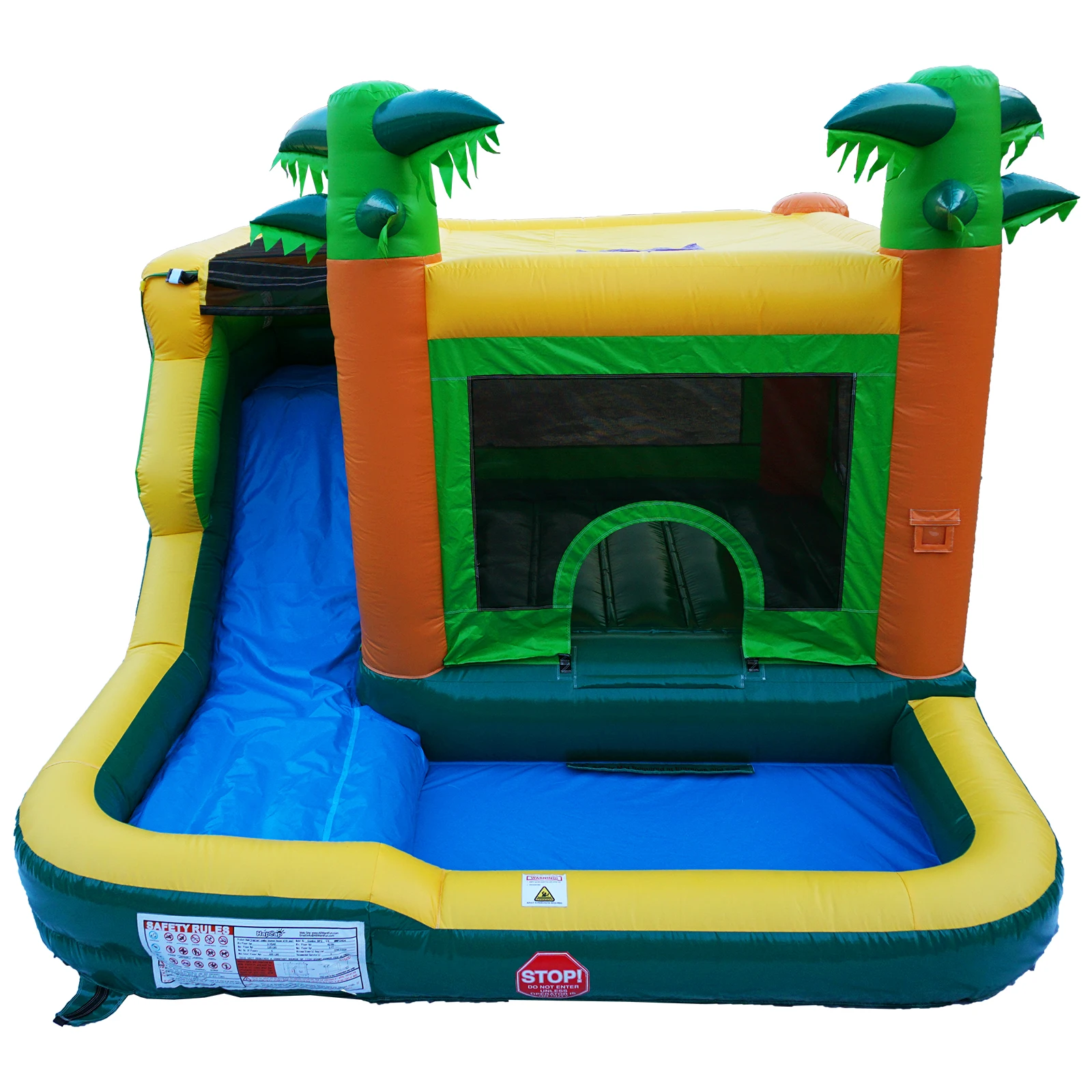 HapCap バウンスハウス ウォータースライドコンボ 送風機付き 子供または大人用 PVC 半商業用 屋外誕生日パーティー 15フィート x 13フィート x 9.4フィート