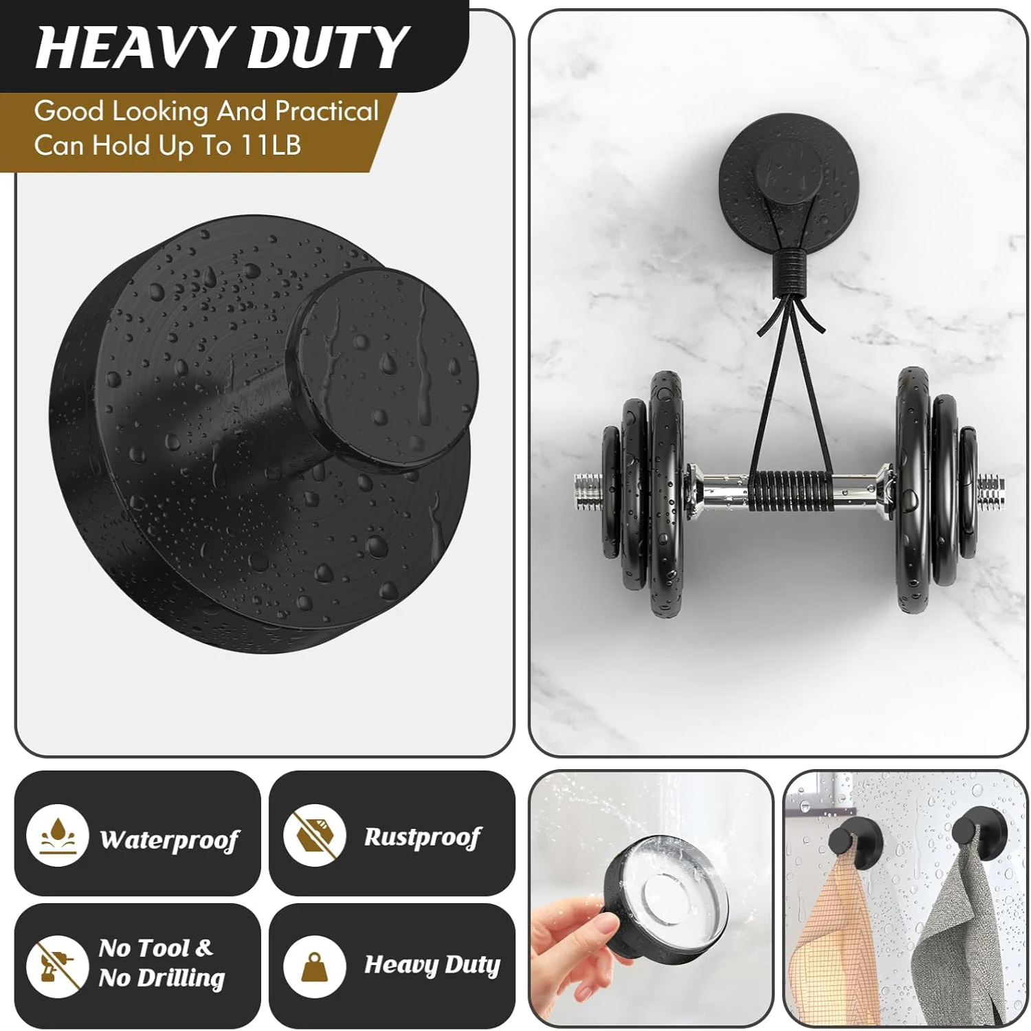 2pcs Suction Cup Hooks Waterproof Towel Coat Bath Robe Hook Holder Suitable for Bathroom Kitchen Glass Door Mirror Tile image 3