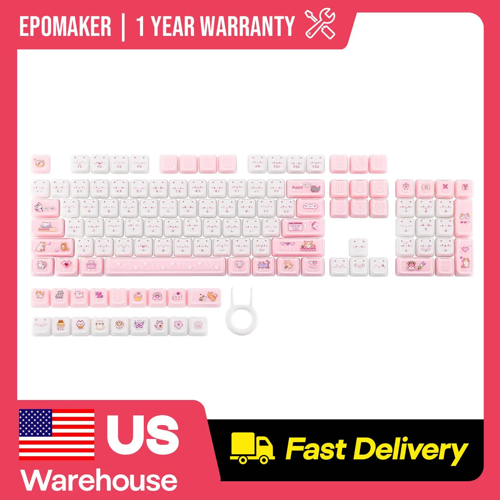 KiiBOOM Mewsic Jelly Keycap Set 122 MAO Profile Keycaps with ABS+PC Material & MX Structure for Mechanical Keyboard
