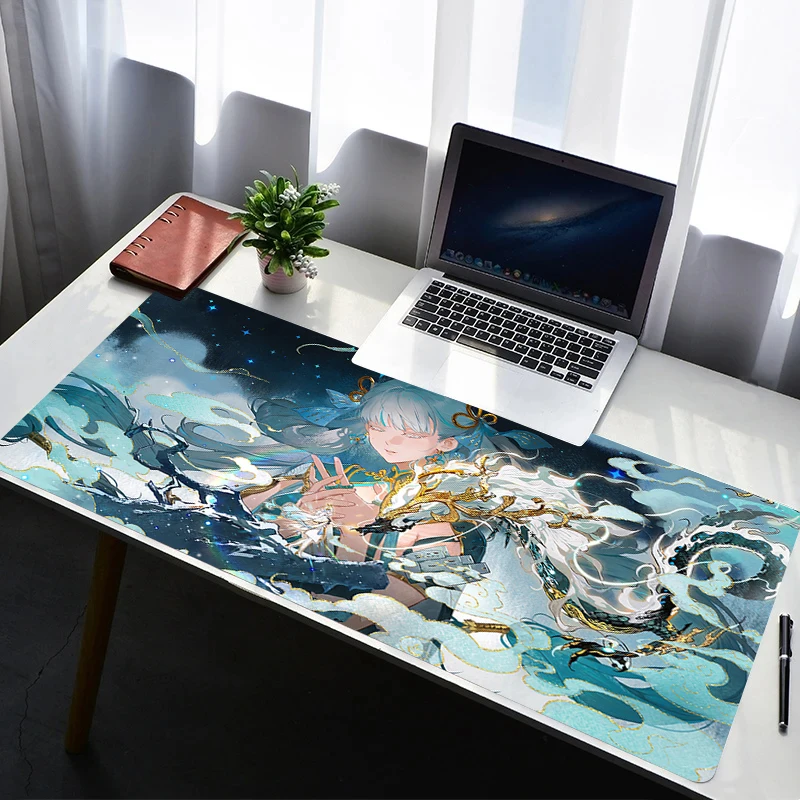 Mouse Pad Laptop Extended Desktop Mat Rubber Wuthering Waves Jinhsi Computer Gamer Mousepad PC Gaming Accessories Keyboard Pad