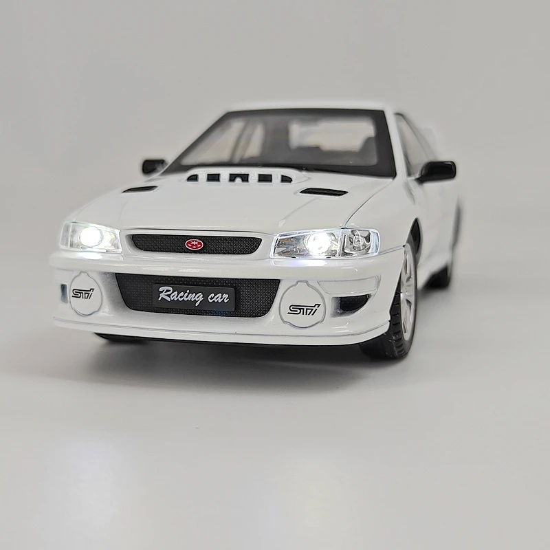 

Масштабная модель автомобиля Subaru STI 1:24 из сплава, коллекционная, с открывающимися дверями, звуком и светом, сувенир, подарок