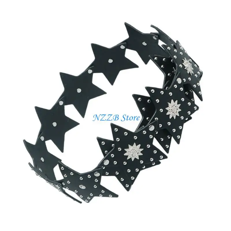 T21F Star Grommet Belt Belt Star Sughed Stail for Systlish Cowgirl Scheds فريدة من نوعها