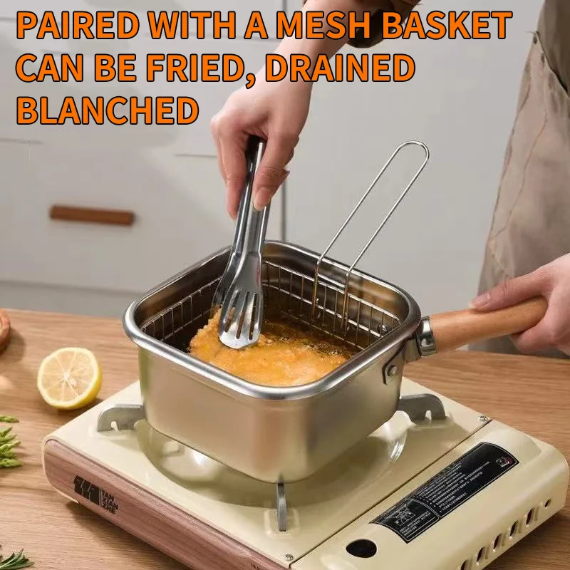 

Stainless Steel Deep Fryer - Small, Fuel-efficient Portable Pot For Household Use - Square Fryer With Filter - Multi Functional